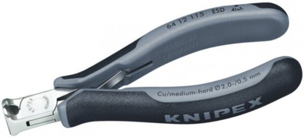 Кусачки торцевые для электроники антистатические KNIPEX 64 12 115 ESD