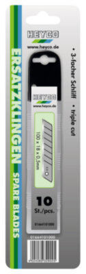 Сменные лезвия 18 мм, 10 шт,  для ножа PROFI Cutter Knife HEYCO 01664101000