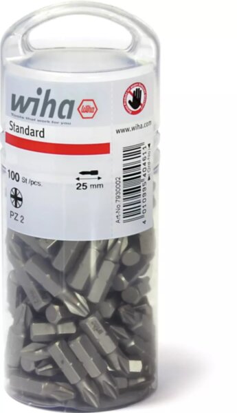 Набор бит Standard 25 мм Pozidriv, 100 предм., 1/4", WIHA Арт. 40462