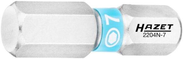 Бита 7 мм, внутренний шестигранник, привод 1/4" (6,3 мм), 25 мм, для ручной и ударной работы, HAZET Арт. 2204N-7