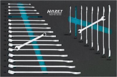 Набор инструмента, 25 предметов, наружный 12-гранный и 6-гранный профиль, 519×342 мм, HAZET Арт. 163-673/25