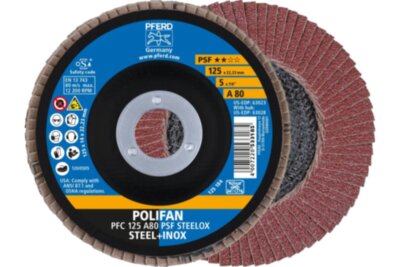 Круг лепестковый POLIFAN PFC STEELOX PSF, 125×22,23 мм, конический, A80, PFERD Арт. 67748125