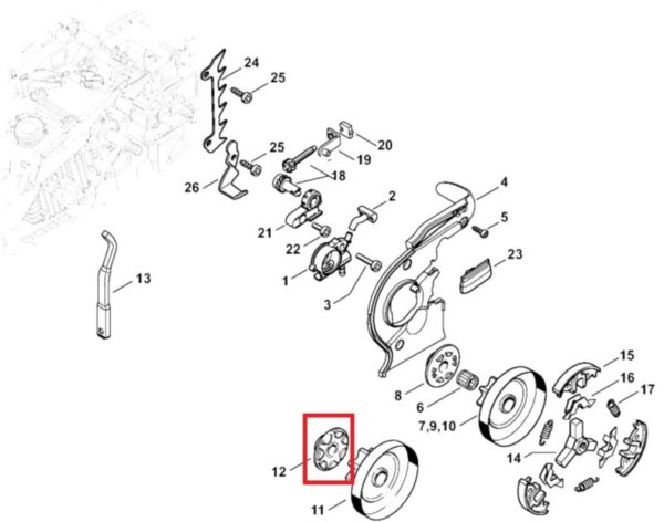 Червяк м/н ms-192T,200 для звездочки 1/4" 8z, шт, STIHL Арт. 11296407102