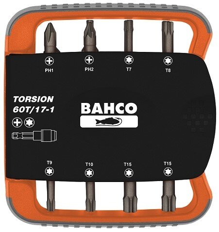1/4"Набор торсионных бит, 17 предметов, PH,T, переходник BAHCO Арт. 60T/17-1