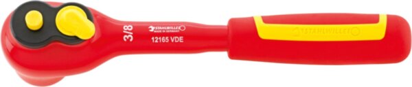 Трещотка 12165 VDE мелкозубая QuickRelease, привод 3/8", L 197 мм, 80 зубьев, угол 4,5°, STAHLWILLE Арт. 12430001