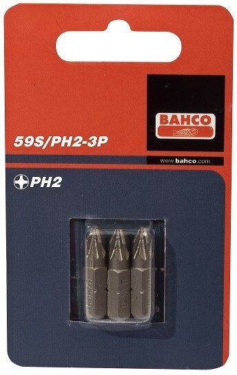 1/4"Биты под винты  Phillips PH2, L=25мм, 3ШТ BAHCO Арт. 59S/PH2-3P