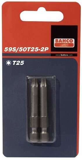 1/4"Биты под винты TORX T10, L=50 мм, 2ШТ BAHCO Арт. 59S/50T10-2P